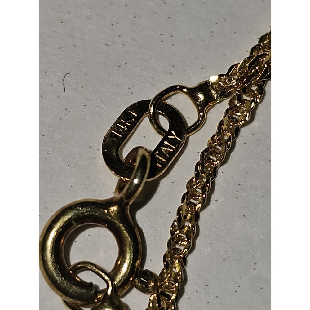 14K Solid Yellow Gold 19.5" Necklace 1.6g CZ 10K Gold 1.35" Cross Pendant 1.7g - Picture 3 of 5